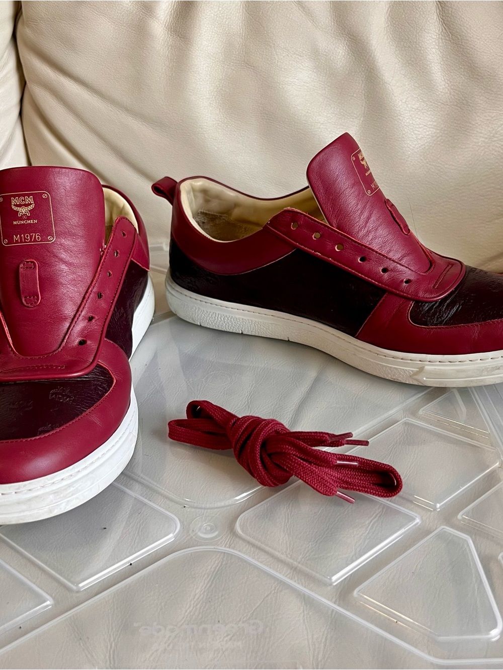 MCM Men's Leather Low-Top Sneaker Size 45 Made in Italy Authentic